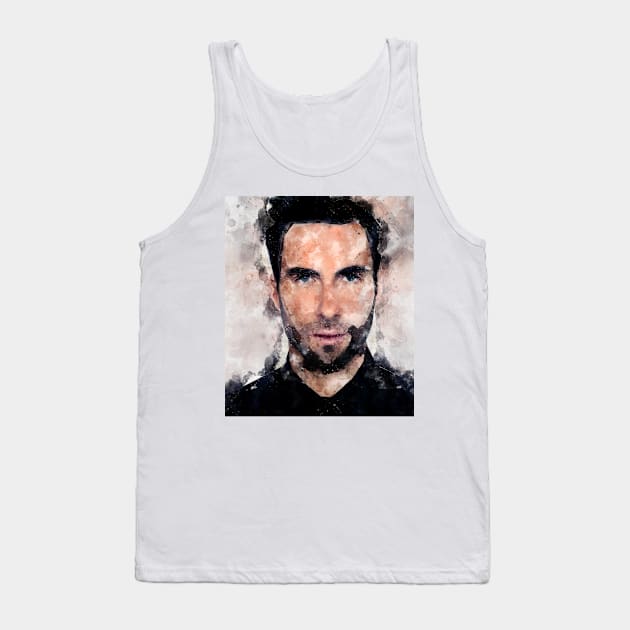 Adam Levine pop Portrait watercolour painting Tank Top by nonagobich